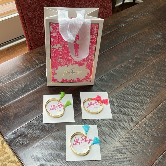 Lilly Pulitzer Set of 3 Stacking Cuff Bracelets with Tassel - NWOT - Picture 12 of 15